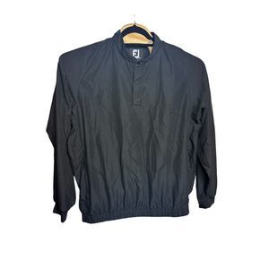 FootJoy FJ Windbreaker 1/4 Button Down Black Long Sleeve Jacket Size XL Men's‎
